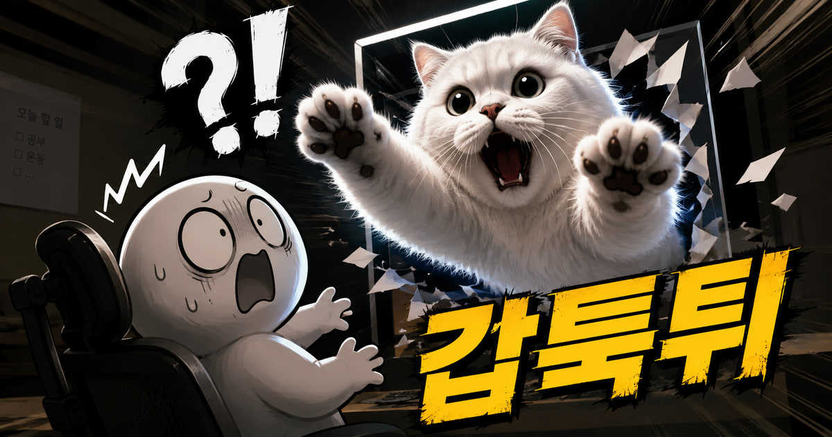 갑툭튀 뜻을 보여주는 이미지