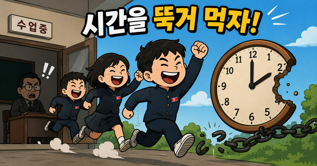 시간을 뚝거 먹자 뜻을 보여주는 이미지